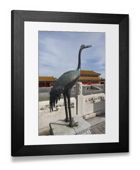 Framed Print : Bronze crane statue, symbol of longevity, located in imperial palace, in front of Hall of Supreme Harmony Framed Print : Bronze crane statue, symbol of longevity, located in imperial palace, in front of Hall of Supreme Harmony