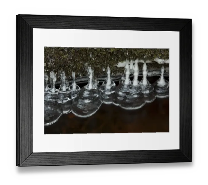 Framed Print : Ice formations in stream, Wyming Brook, Sheffield, South Yorkshire, England, december
