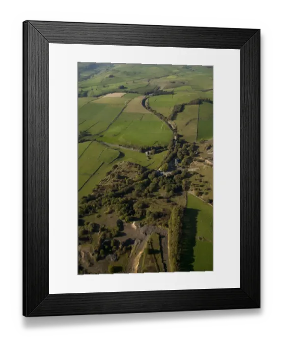 Framed Print : Aerial view of trail through farmland, Tissington Trail, White Peak, Peak District, Derbyshire, England, september Framed Print : Aerial view of trail through farmland, Tissington Trail, White Peak, Peak District, Derbyshire, England, september