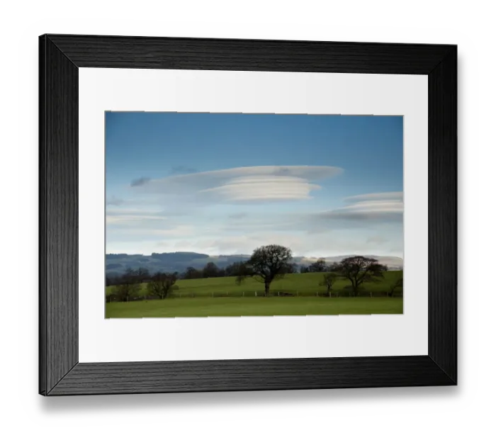Framed Print : Unusual cloud formation over farmland, near Clitheroe, Lancashire, England, december