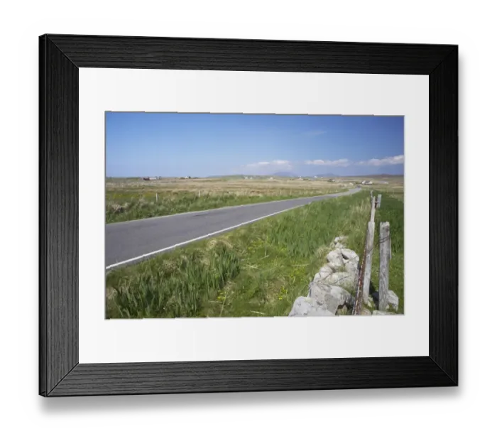 Framed Print : View of rural road, South Uist, Outer Hebrides, Scotland Framed Print : View of rural road, South Uist, Outer Hebrides, Scotland