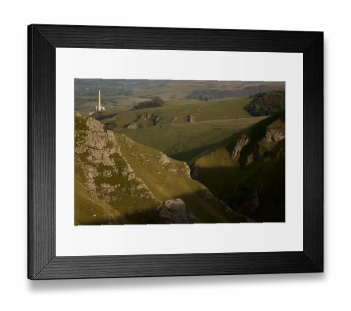 Framed Print : View of moorland with limestone pinnacles, Winnats Pass, Hope Valley, Peak District, Derbyshire, England