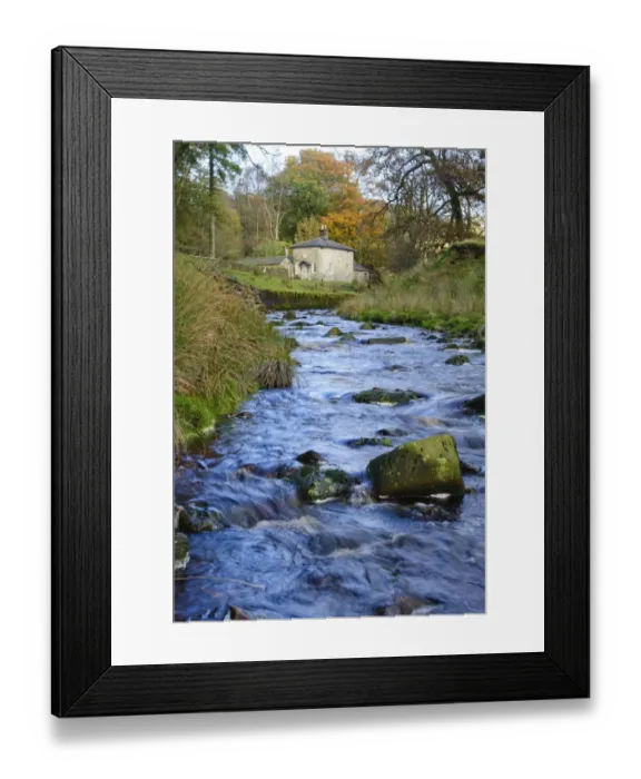 Framed Print : View of river and small house, originally intended as lodge for ruined Wyresdale Tower, Tower Lodge, Marshaw Wyre