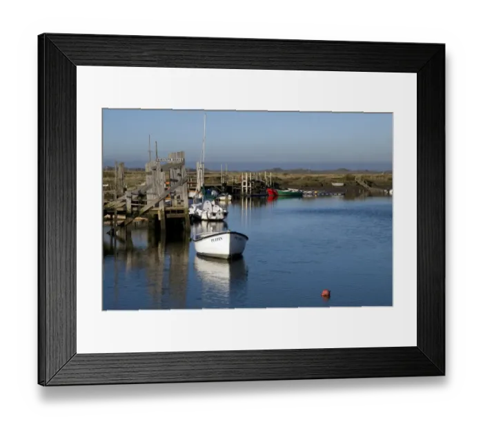 Framed Print : View of boats moored in coastal creek, Morston Quay, Norfolk, England, november Framed Print : View of boats moored in coastal creek, Morston Quay, Norfolk, England, november