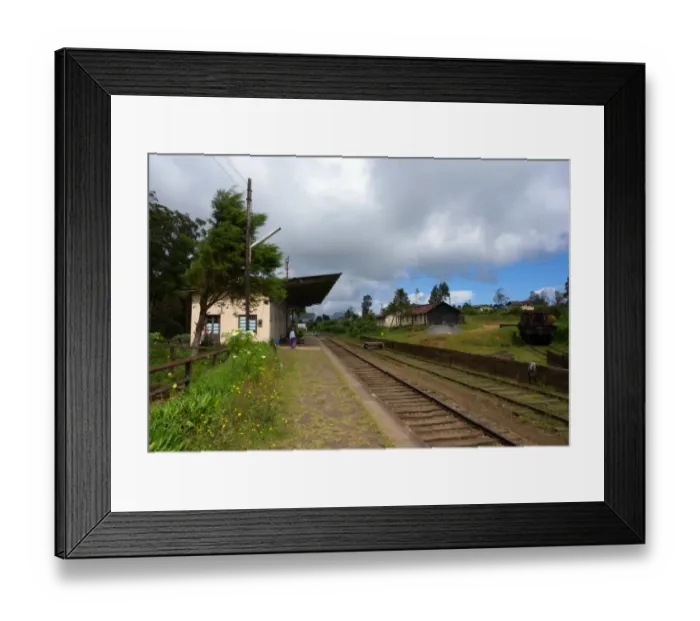 Framed Print : Quiet rural upland railway station, Pattipola, Central Highlands, Sri Lanka, december