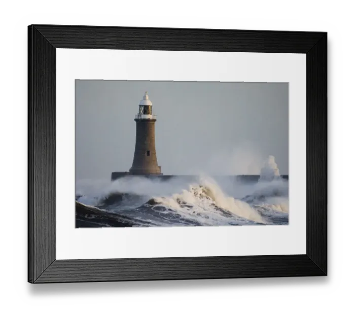 Framed Print : Rough sea and breakwater with lighthouse, Tynemouth Pier, Tynemouth, Tyne and Wear, England, winter Framed Print : Rough sea and breakwater with lighthouse, Tynemouth Pier, Tynemouth, Tyne and Wear, England, winter