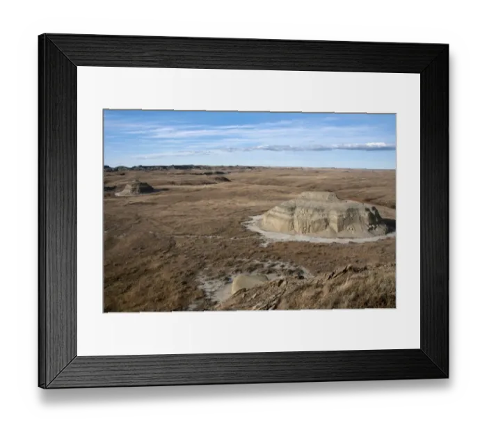 Framed Print : View of badlands in shortgrass prairie habitat, East Bloc, Grasslands N. P. Southern Saskatchewan, Canada, october