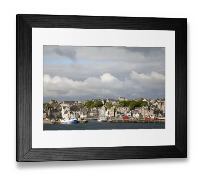 Framed Print : View of coastal harbour and town, Lerwick Harbour, from Bressay Sound, Mainland, Shetland Islands, Scotland, june Framed Print : View of coastal harbour and town, Lerwick Harbour, from Bressay Sound, Mainland, Shetland Islands, Scotland, june