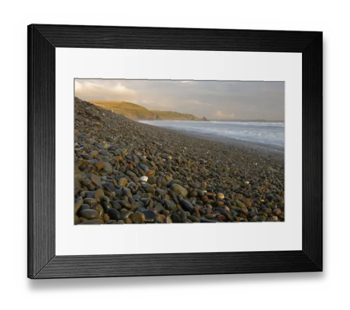 Framed Print : View of pebble beach, Broad Haven, St. Brides Bay, Pembrokeshire, Wales Framed Print : View of pebble beach, Broad Haven, St. Brides Bay, Pembrokeshire, Wales