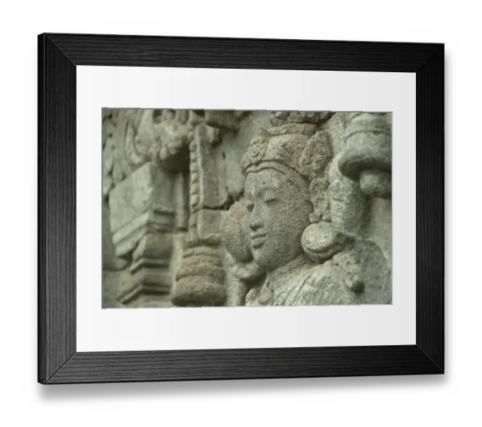 Framed Print : Reliefs on Buddhist temple walls, Plaosan Lor, Candi Plaosan, Prambanan District, Central Java, Indonesia Framed Print : Reliefs on Buddhist temple walls, Plaosan Lor, Candi Plaosan, Prambanan District, Central Java, Indonesia