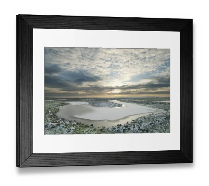Framed Print : Frozen flooded rill and snow, Elmley Marshes N. N. R. North Kent Marshes, Isle of Sheppey, Kent, England, february Framed Print : Frozen flooded rill and snow, Elmley Marshes N. N. R. North Kent Marshes, Isle of Sheppey, Kent, England, february