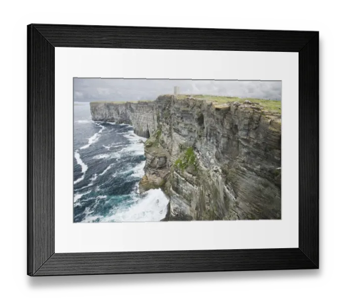 Framed Print : View of sea cliffs with Kitchener memorial tower on clifftop, Marwick Head RSPB Reserve, Mainland, Orkney, Scotland Framed Print : View of sea cliffs with Kitchener memorial tower on clifftop, Marwick Head RSPB Reserve, Mainland, Orkney, Scotland