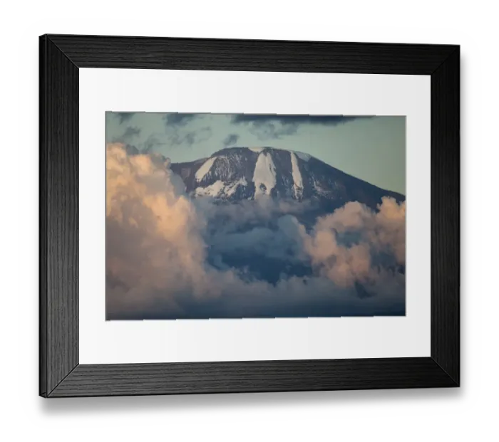 Framed Print : View of mountain summit with clouds at sunset, Mount Kilimanjaro, Kilimanjaro N. P. Tanzania, november Framed Print : View of mountain summit with clouds at sunset, Mount Kilimanjaro, Kilimanjaro N. P. Tanzania, november