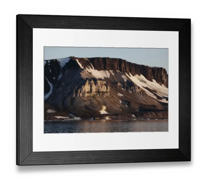 Framed Print : View of coastal mountains with snow, Spitsbergen, Svalbard, august Framed Print : View of coastal mountains with snow, Spitsbergen, Svalbard, august