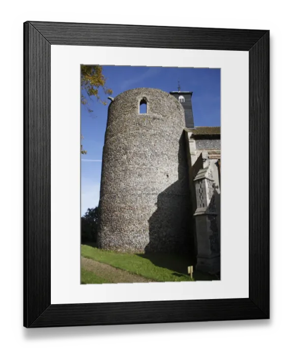 Framed Print : View of church with Norman round-tower, largest Norman round-tower in country, St Framed Print : View of church with Norman round-tower, largest Norman round-tower in country, St