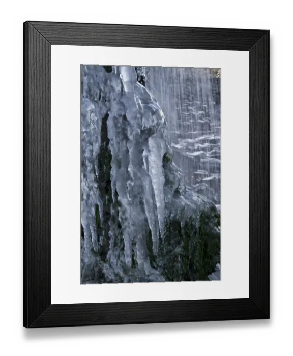 Framed Print : Icicles hanging from frozen cliff waterfall, Kimmeridge, Dorset, England, december Framed Print : Icicles hanging from frozen cliff waterfall, Kimmeridge, Dorset, England, december