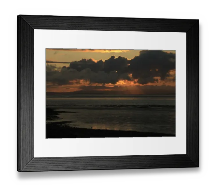 Framed Print : View of intertidal mudflats habitat at sunset, looking towards Grange-over-sands in Cumbria from Morecambe Framed Print : View of intertidal mudflats habitat at sunset, looking towards Grange-over-sands in Cumbria from Morecambe