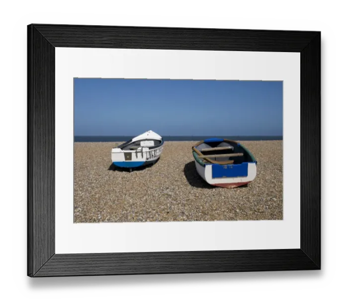 Framed Print : Two small fishing boats on shingle beach, Cley Beach, Cley-next-the-sea, Norfolk, England, april Framed Print : Two small fishing boats on shingle beach, Cley Beach, Cley-next-the-sea, Norfolk, England, april