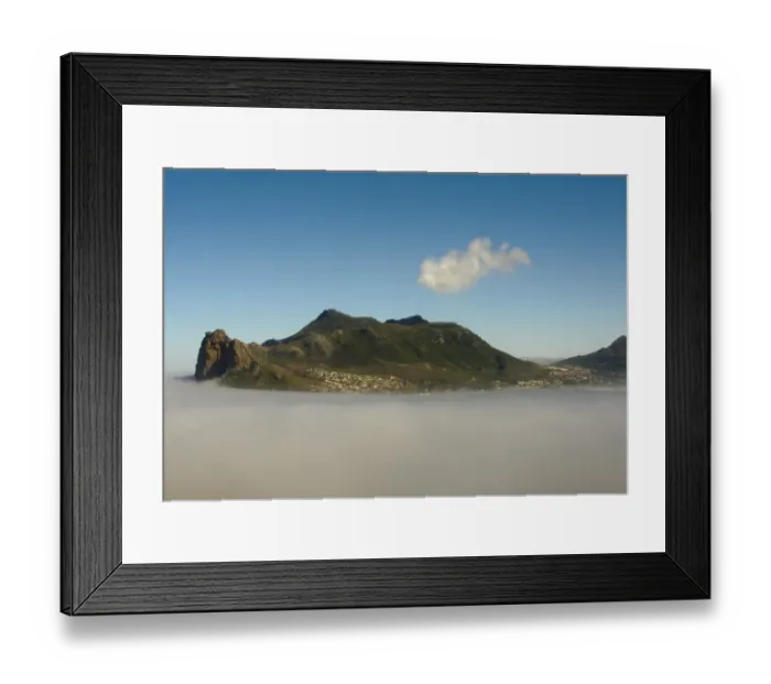 Framed Print : View of mist shrouded coastal mountain, The Sentinel, Hout Bay, Cape Town, Western Cape, South Africa Framed Print : View of mist shrouded coastal mountain, The Sentinel, Hout Bay, Cape Town, Western Cape, South Africa