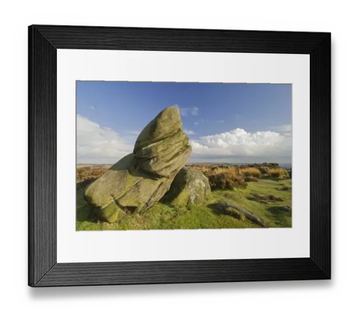 Framed Print : Gritstone rock formation, Baslow Edge, Peak District, Derbyshire, England, march Framed Print : Gritstone rock formation, Baslow Edge, Peak District, Derbyshire, England, march
