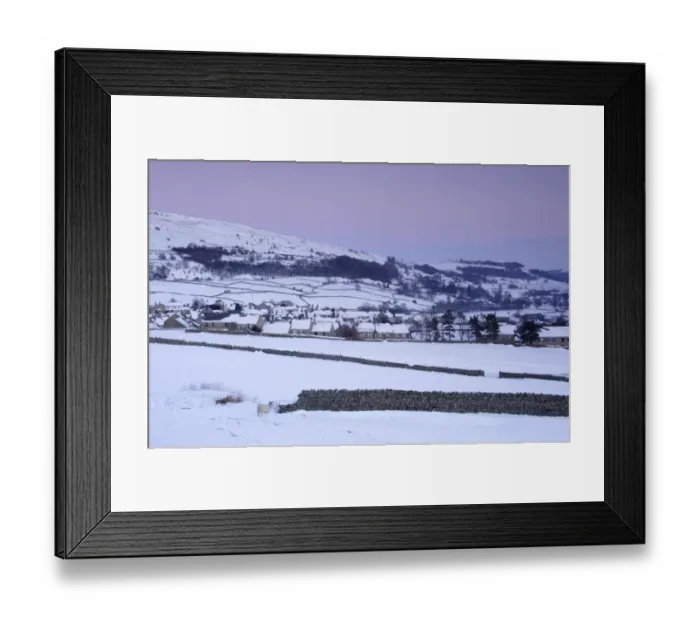 Framed Print : View of village and fells in heavy snowfall at dusk, Reeth, Swaledale, Yorkshire Dales N. P Framed Print : View of village and fells in heavy snowfall at dusk, Reeth, Swaledale, Yorkshire Dales N. P