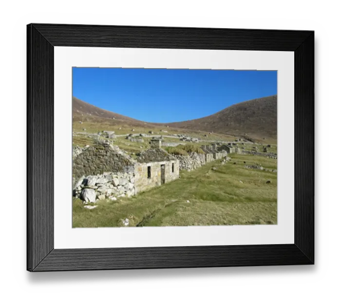 Framed Print : Ruins of houses in abandoned village, Village Bay, St. Kilda, Outer Hebrides, Scotland, march Framed Print : Ruins of houses in abandoned village, Village Bay, St. Kilda, Outer Hebrides, Scotland, march