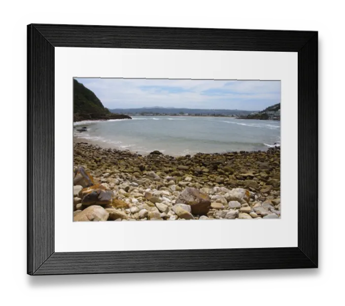 Framed Print : View of pebble beach, Featherbed Nature Reserve, Knysna, Western Cape, South Africa Framed Print : View of pebble beach, Featherbed Nature Reserve, Knysna, Western Cape, South Africa