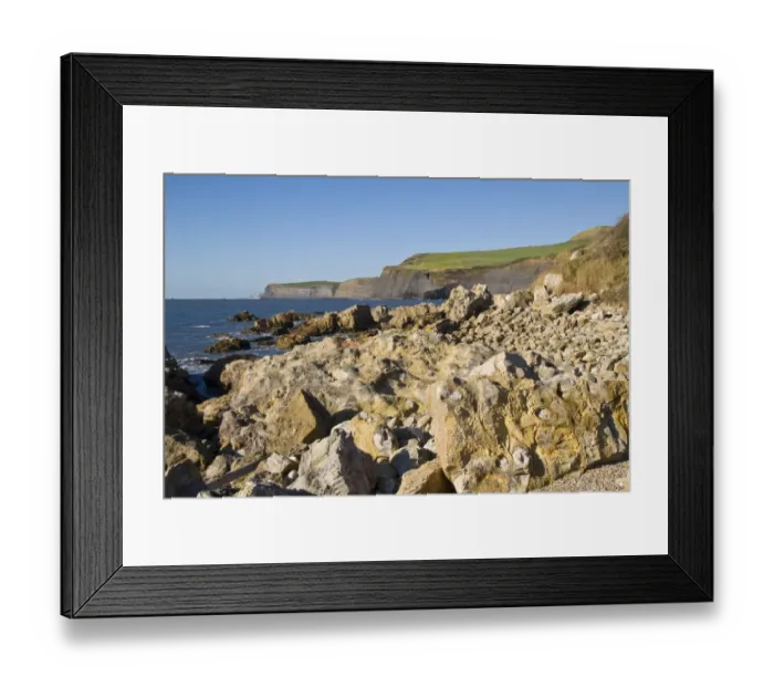 Framed Print : Coastline with geological rock formations and Kimmeridge clay erosion, Chapmans Pool, Dorset, England, november Framed Print : Coastline with geological rock formations and Kimmeridge clay erosion, Chapmans Pool, Dorset, England, november