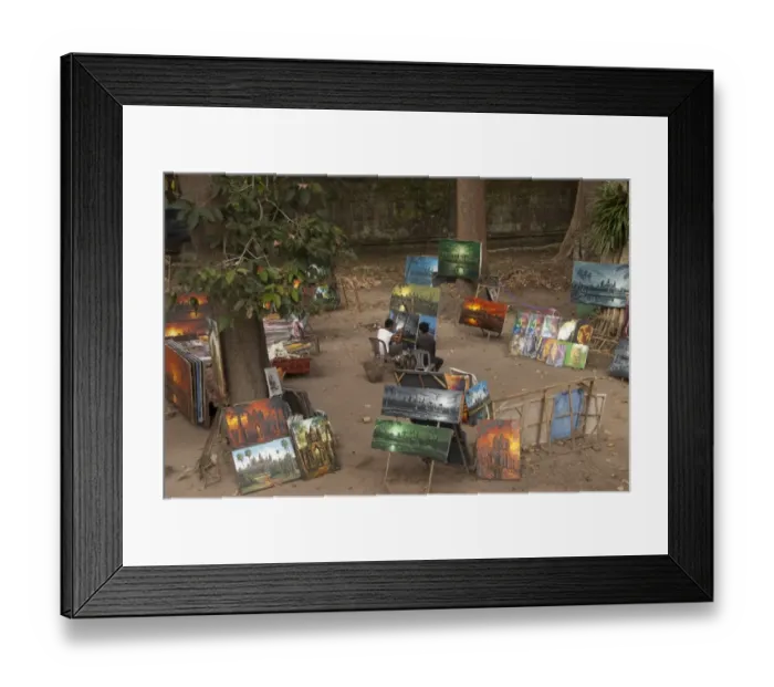 Framed Print : Men selling paintings at Khmer temple, Angkor Thom, Angkor, Siem Riep, Cambodia Framed Print : Men selling paintings at Khmer temple, Angkor Thom, Angkor, Siem Riep, Cambodia