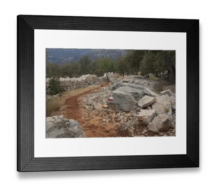 Framed Print : Path beside rocks and drystone wall, The Lycian Way, near Kas, Antalya Province, Turkey, october Framed Print : Path beside rocks and drystone wall, The Lycian Way, near Kas, Antalya Province, Turkey, october
