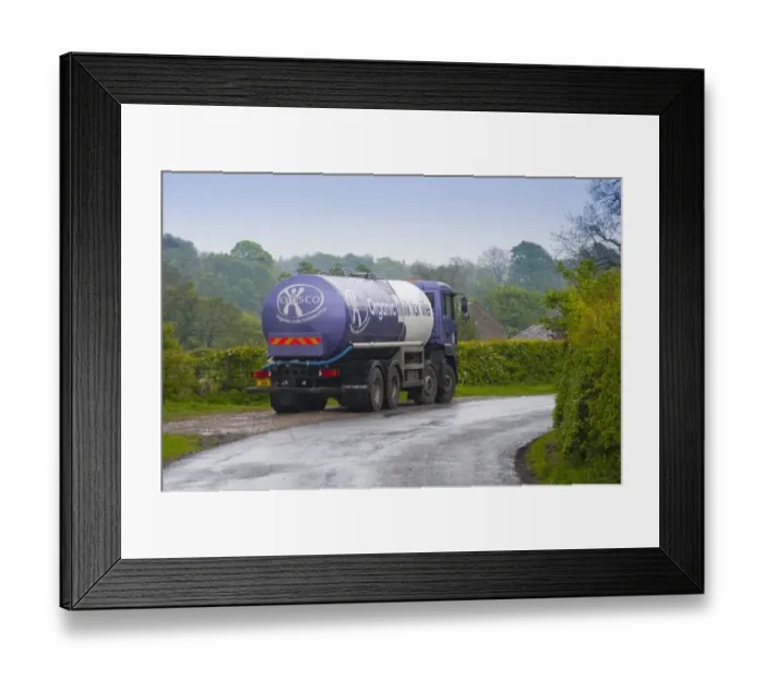 Framed Print : OMSCO Organic Milk Cooperative tanker, used for collecting organic milk, Chipping, Lancashire, England, may