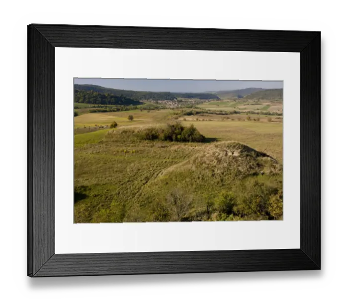 Framed Print : View of old pasture with tumps, around old Saxon village, Apold, Transylvania, Romania, october Framed Print : View of old pasture with tumps, around old Saxon village, Apold, Transylvania, Romania, october