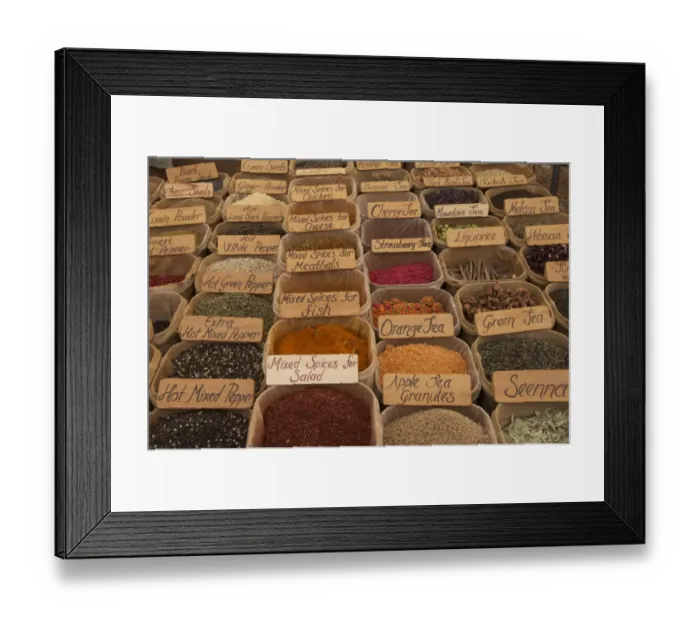 Framed Print : Spices and teas for sale in market, Kas, Antalya Province, Turkey, october Framed Print : Spices and teas for sale in market, Kas, Antalya Province, Turkey, october