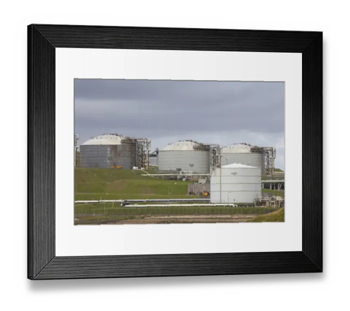 Framed Print : Storage tanks at coastal oil and liquefied gas terminal, Sullom Voe Oil Terminal, Sullom Voe, Mainland Framed Print : Storage tanks at coastal oil and liquefied gas terminal, Sullom Voe Oil Terminal, Sullom Voe, Mainland