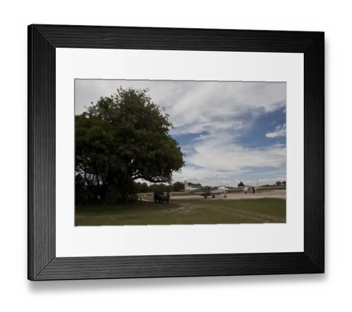Framed Print : Air strip at Kwara Camp Light aircraft bring visitor into the camp Framed Print : Air strip at Kwara Camp Light aircraft bring visitor into the camp