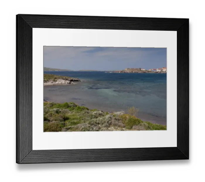 Framed Print : View of coastline, Sigri (Sikri), West Lesvos, Greece, march