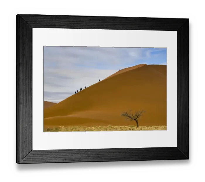 Framed Print : View of desert sand dunes with tourists at dawn, Sossusvlei, Namib-Naukluft N. P. Namib Desert, Namibia Framed Print : View of desert sand dunes with tourists at dawn, Sossusvlei, Namib-Naukluft N. P. Namib Desert, Namibia