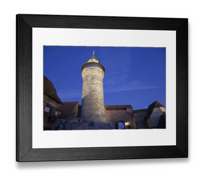 Framed Print : Castle tower illuminated at night, Nuremberg Castle, Nuremberg, Bavaria, Germany, september