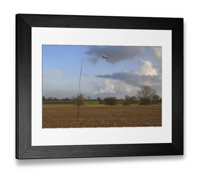 Framed Print : Kite birdscarer on pole, in cultivated arable field, Bacton, Suffolk, England, february Framed Print : Kite birdscarer on pole, in cultivated arable field, Bacton, Suffolk, England, february