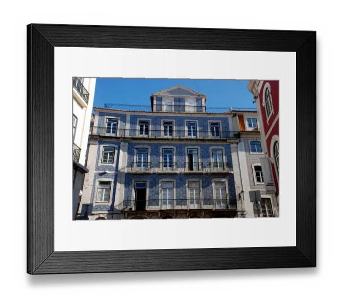 Framed Print : Building frontage with azulejo tiling, Bairro Alto, Lisbon, Portugal, november Framed Print : Building frontage with azulejo tiling, Bairro Alto, Lisbon, Portugal, november