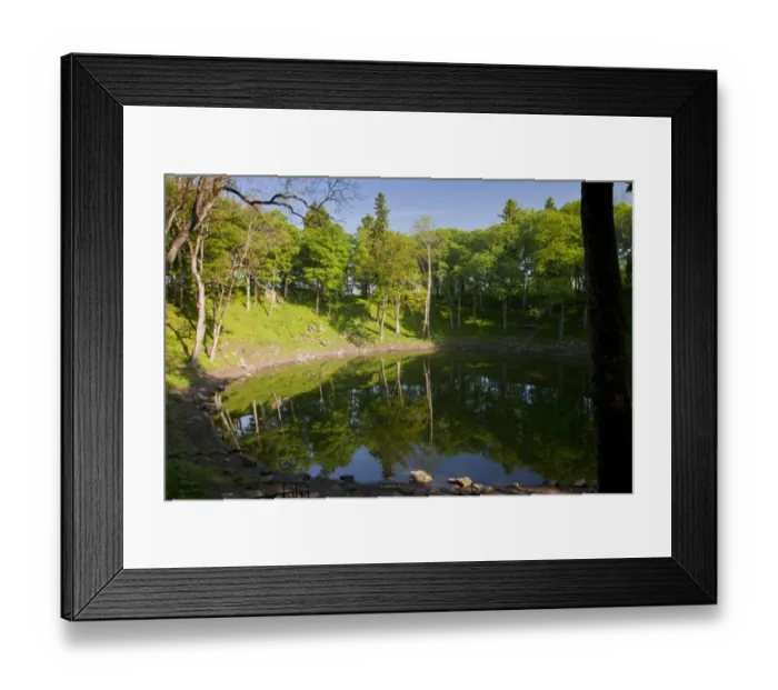 Framed Print : Flooded meteorite crater, one of most recent created by impact event, circa 4000 years old, Kaali Crater
