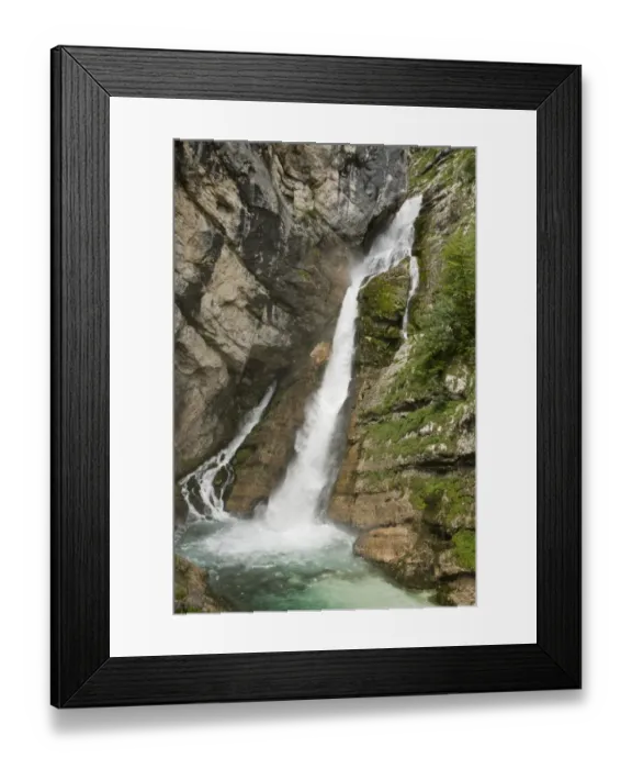 Framed Print : View of mountain river waterfall, Slap Savica Waterfall, Sava Bohinjka, Sava River, Triglav N. P Framed Print : View of mountain river waterfall, Slap Savica Waterfall, Sava Bohinjka, Sava River, Triglav N. P