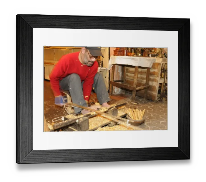 Framed Print : Craftsman working Atlas Cedar (Cedrus atlantica) wood on lathe, Morocco, january Framed Print : Craftsman working Atlas Cedar (Cedrus atlantica) wood on lathe, Morocco, january