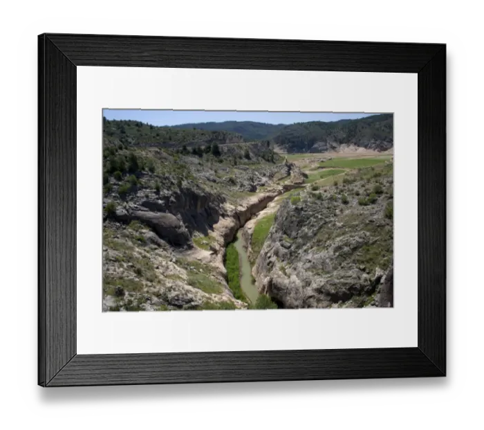 Framed Print : View of gorge and river outlet, Ayna, Albacete, Castilla La Mancha, Spain, may Framed Print : View of gorge and river outlet, Ayna, Albacete, Castilla La Mancha, Spain, may