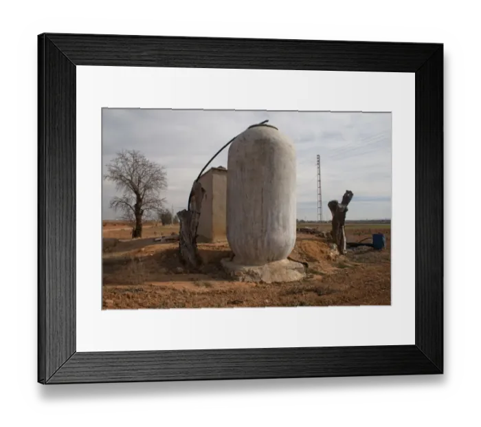 Framed Print : Old vats used for collecting rainwater and disused well on vineyard, La Mancha, Spain, february Framed Print : Old vats used for collecting rainwater and disused well on vineyard, La Mancha, Spain, february