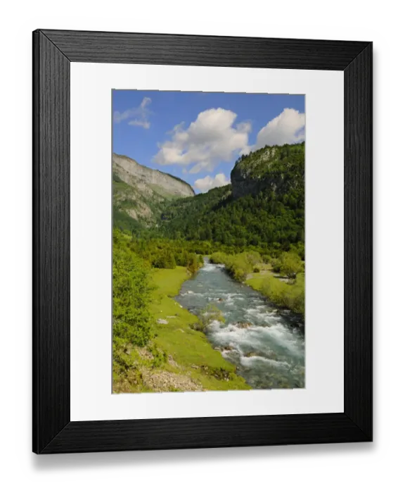 Framed Print : View of mountain valley river habitat, Ordesa y Monte Perdido N. P. Pyrenees, Aragon, Spain, june Framed Print : View of mountain valley river habitat, Ordesa y Monte Perdido N. P. Pyrenees, Aragon, Spain, june