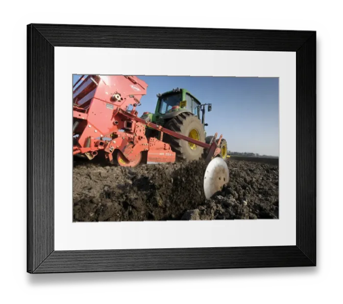 Framed Print : Tractor with seed drill, drilling Westminster spring barley, Pilling, Lancashire, England, march Framed Print : Tractor with seed drill, drilling Westminster spring barley, Pilling, Lancashire, England, march
