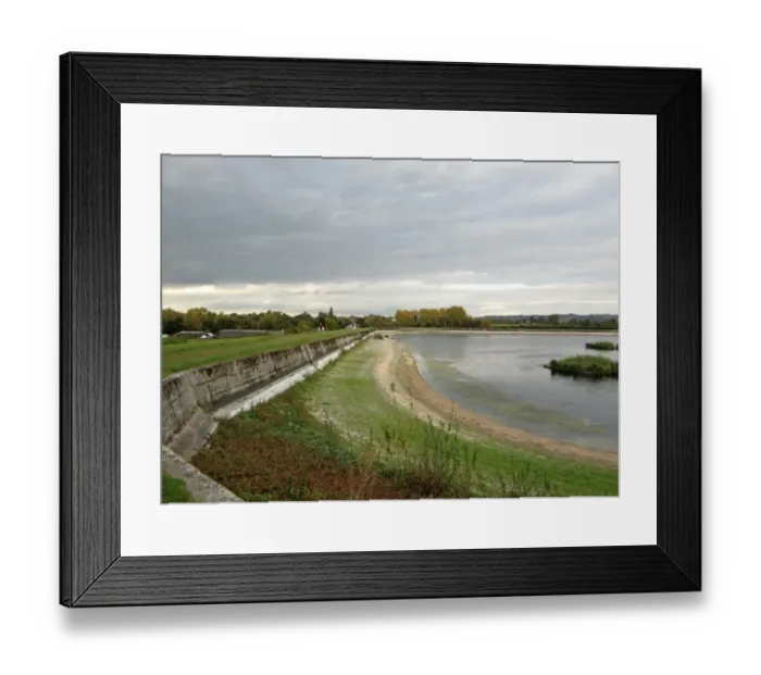 Framed Print : View of reservoir edge, Startops End Reservoir, Tring Reservoirs, Tring, Hertfordshire, England, october Framed Print : View of reservoir edge, Startops End Reservoir, Tring Reservoirs, Tring, Hertfordshire, England, october
