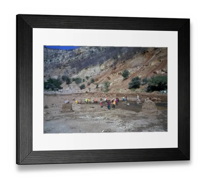 Framed Print : India People Women working on a dam construction, India Framed Print : India People Women working on a dam construction, India