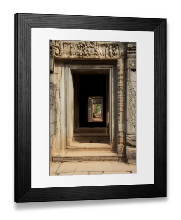 Framed Print : View through doorways with bas-relief in Khmer Hindu temple, Banteay Samre, Angkor, Siem Riep, Cambodia Framed Print : View through doorways with bas-relief in Khmer Hindu temple, Banteay Samre, Angkor, Siem Riep, Cambodia